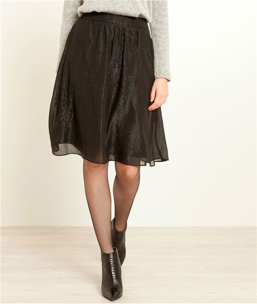 Jupe femme sous genoux et lurex NOIR