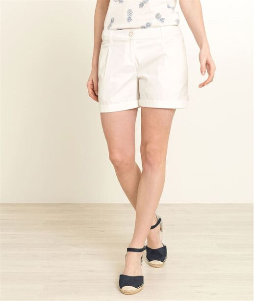 Short uni en coton BLANC