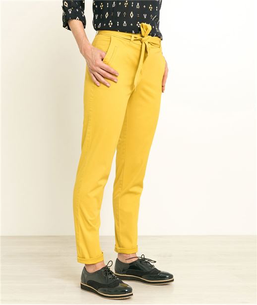 Pantalon femme chino ceinturé CITRINE