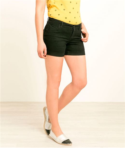 Short denim femme BLACK