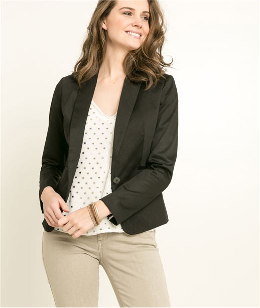 Veste formelle femme satin de coton NOIR