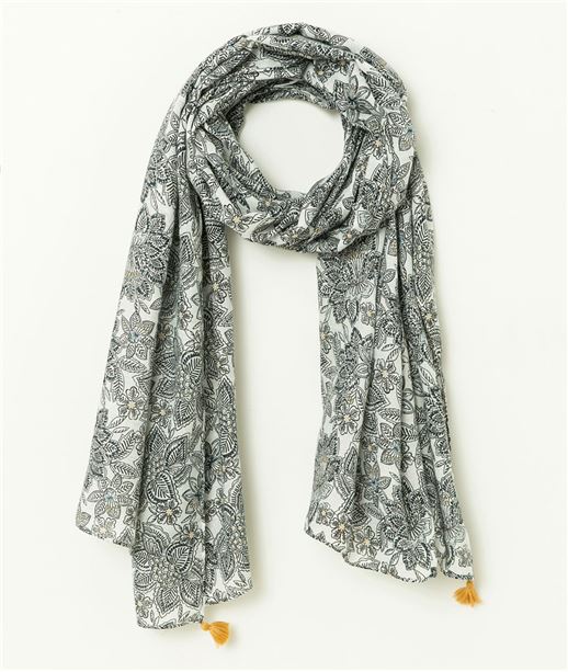 Etole femme imrpimé fleuri NOIR