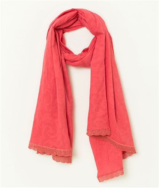 Foulard femme uni et macramé PAPRIKA CLAIR