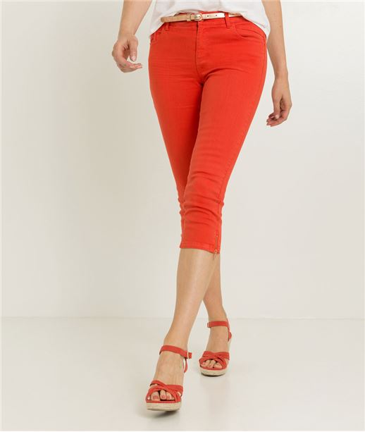 Corsaire femme en jean couleurs TANGERINE
