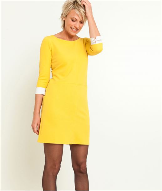 Robe maille détail noeud CITRINE