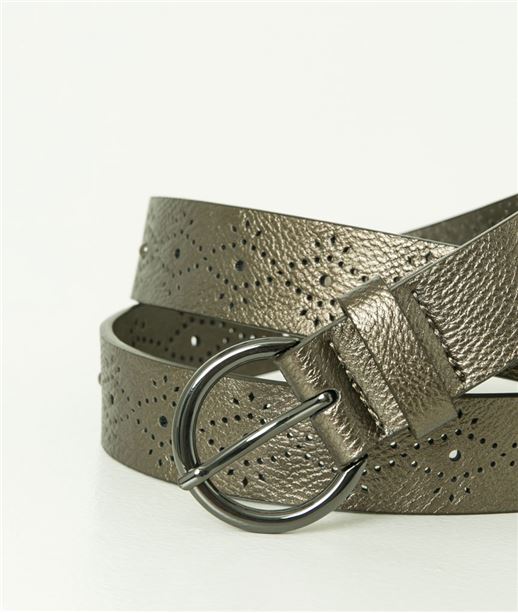 Ceinture femme perforée et studs BRONZE