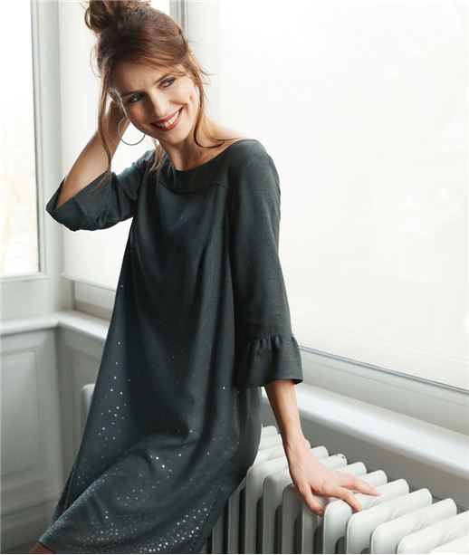 Robe manches volantées GRIS