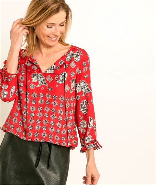Chemisier femme imprimé bandana ROUGE