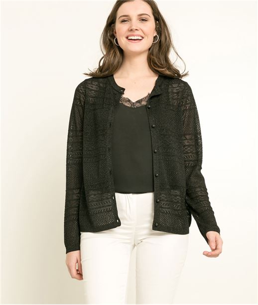 Gilet femme ajouré NOIR