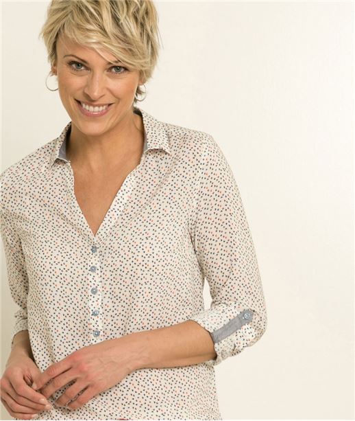 Chemisier femme imprimé minimaliste ECRU