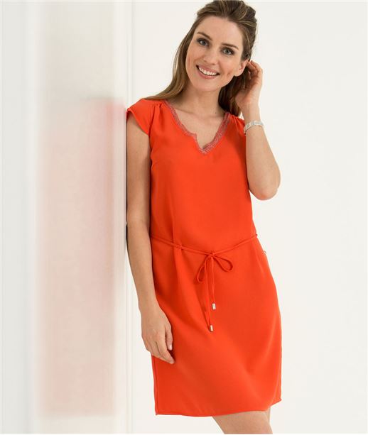 Robe femme fluide et unie ORANGE