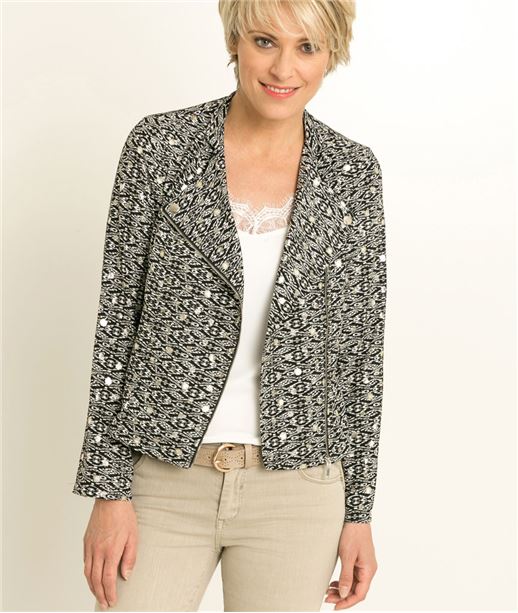 Veste femme fluide motifs irisés NOIR