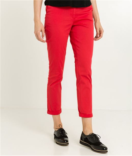 Chino femme couleur uni ROUGE
