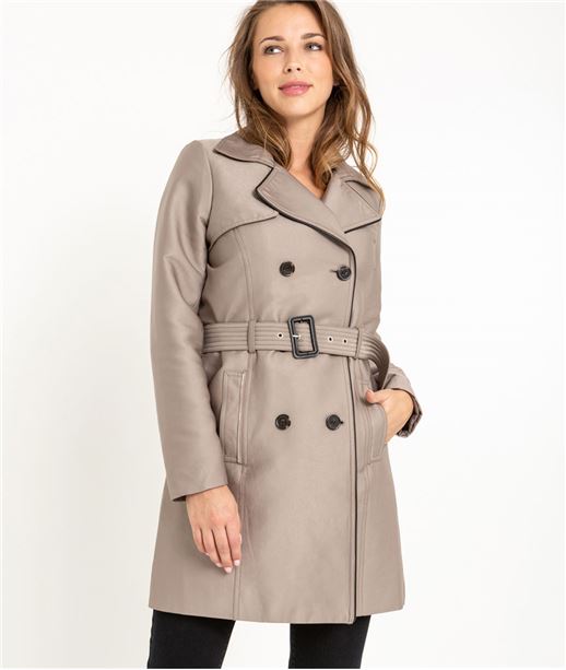 Trench femme ceinturé TAUPE