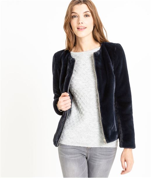 Veste femme fausse fourrure BLEU