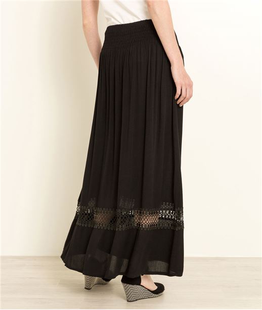 Jupe longue taille élastiquée NOIR