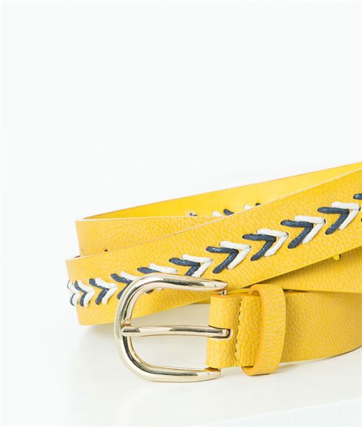 Ceinture femme brodée chevrons JAUNE