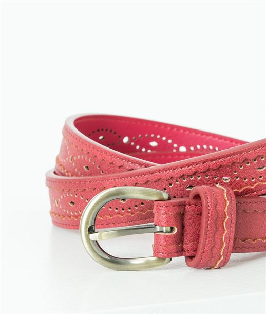Ceinture femme perforée ROUGE