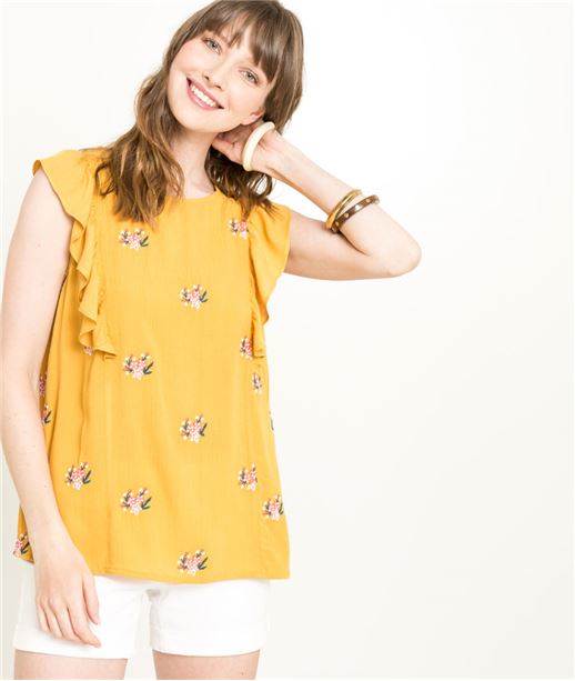 Top femme sans manches curry volants CURRY