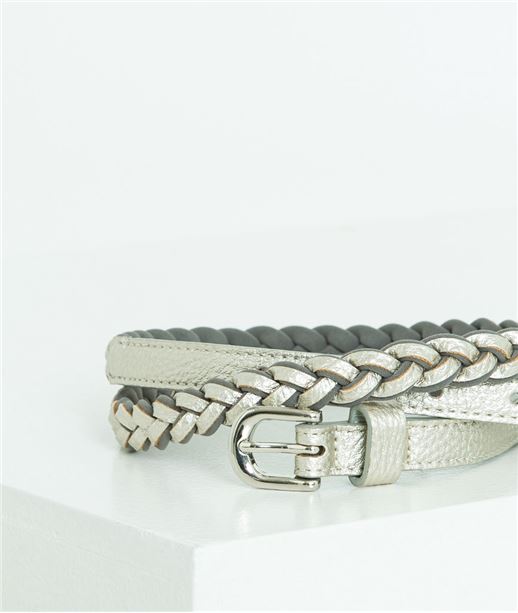 Ceinture femme tressage argenté ARGENT