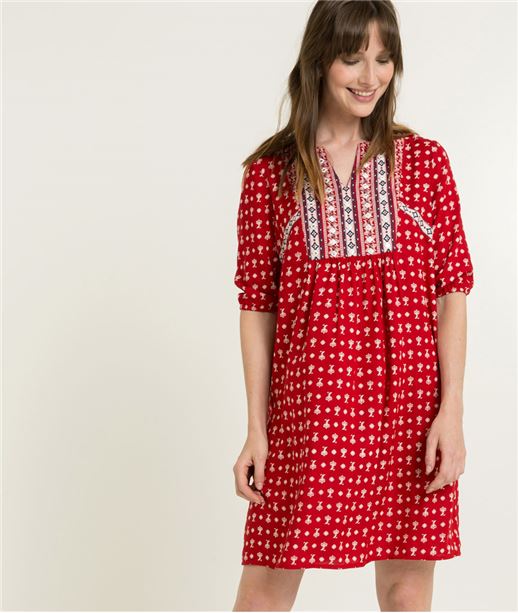 Robe femme rouge imprimée ROUGE