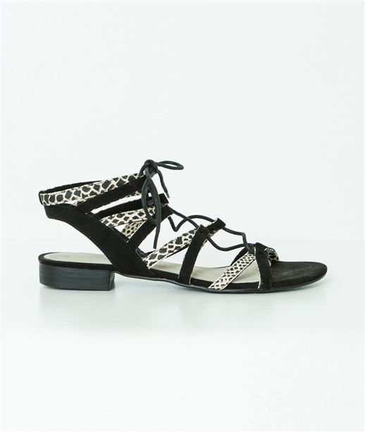 Sandales femme plates bimatière NOIR