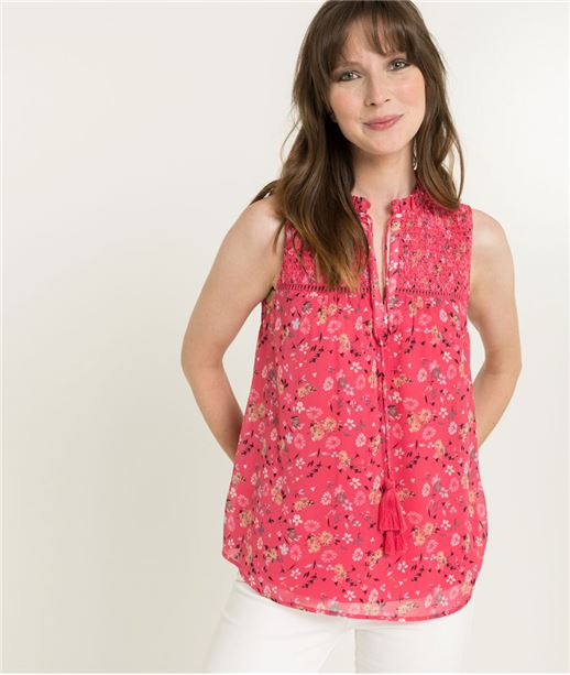 Blouse femme fluide imprimée ROUGE