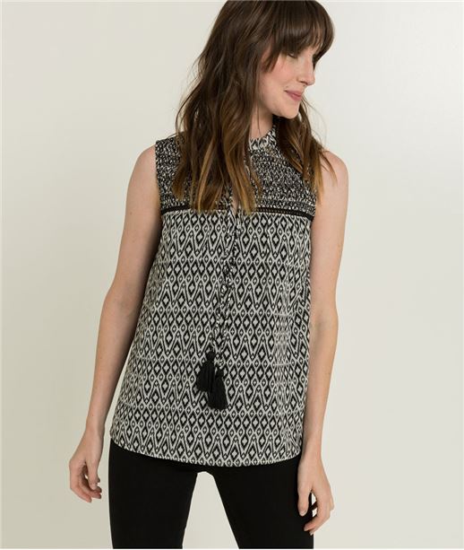 Blouse femme fluide imprimée NOIR