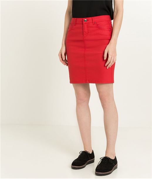 Jupe femme enduite ROUGE