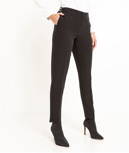 Pantalon tailleur femme noir et rayures NOIR