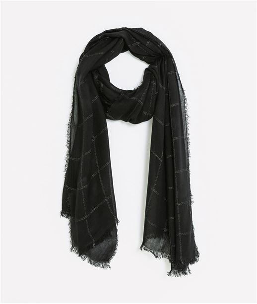 Foulard femme à carreaux brillants NOIR
