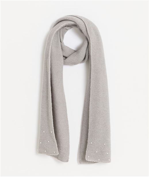 Echarpe femme grise avec perles blanches GRIS
