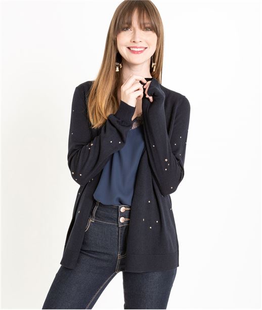 Gilet femme motif étoiles MARINE