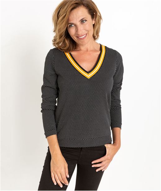 Sweat femme motifs pois NOIR