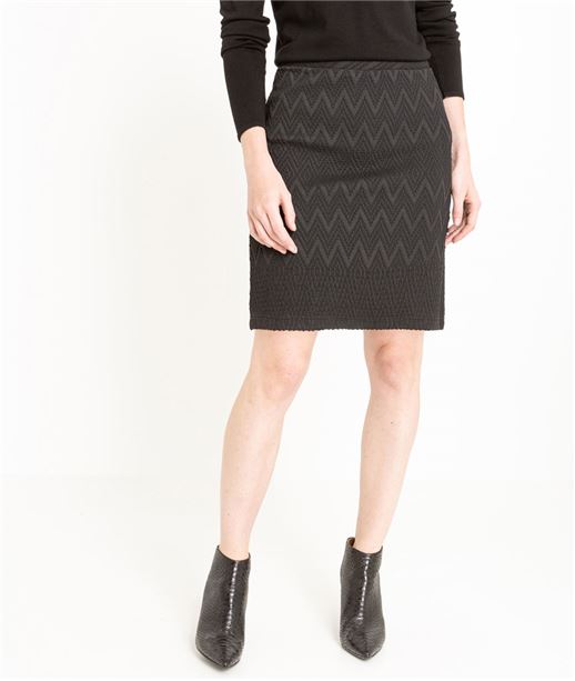 Jupe femme droite motif graphique NOIR