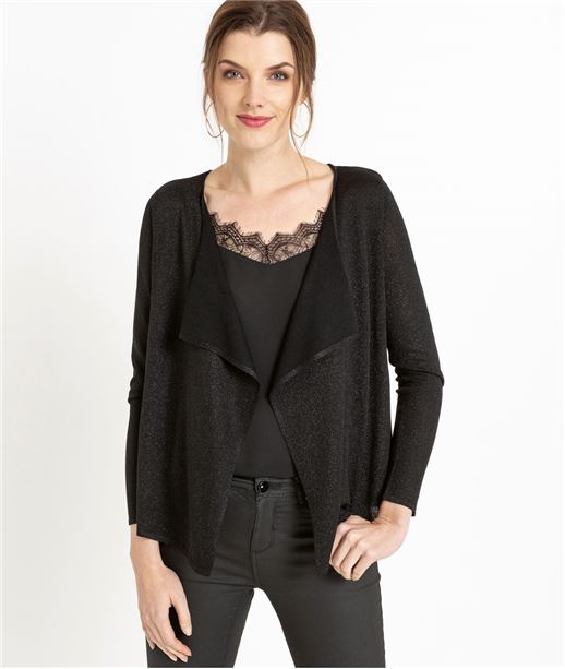 Gilet femme à pans brillant NOIR