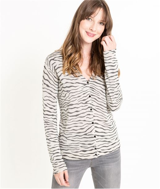 Gilet femme imprimé zèbre BEIGE