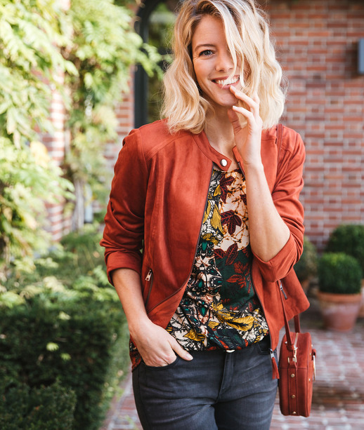 Blouson souple en suédine femme TERRACOTTA