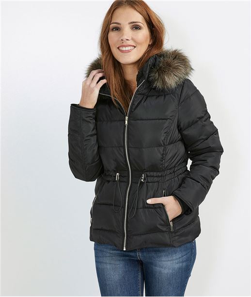 Doudoune femme courte avec capuche NOIR