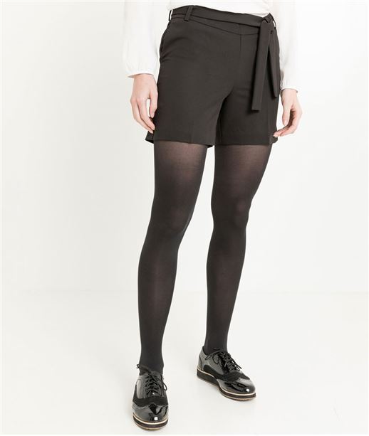Short femme noir avec ceinture à nouer NOIR