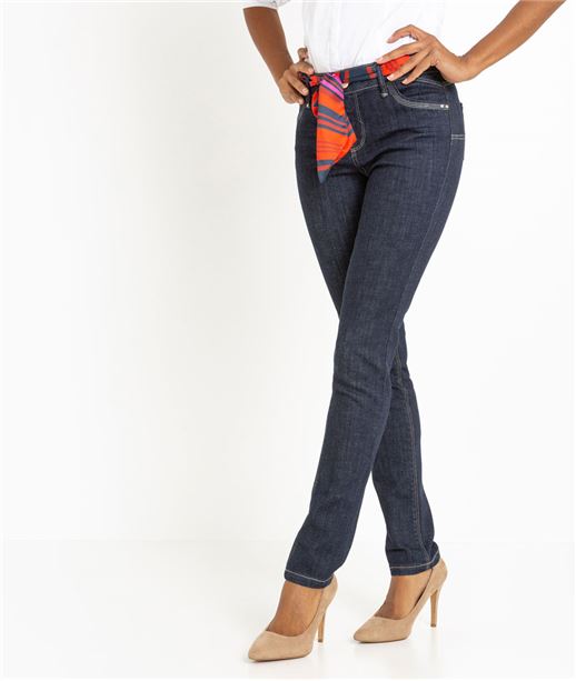 Jean slim femme avec ceinture foulard BRUT