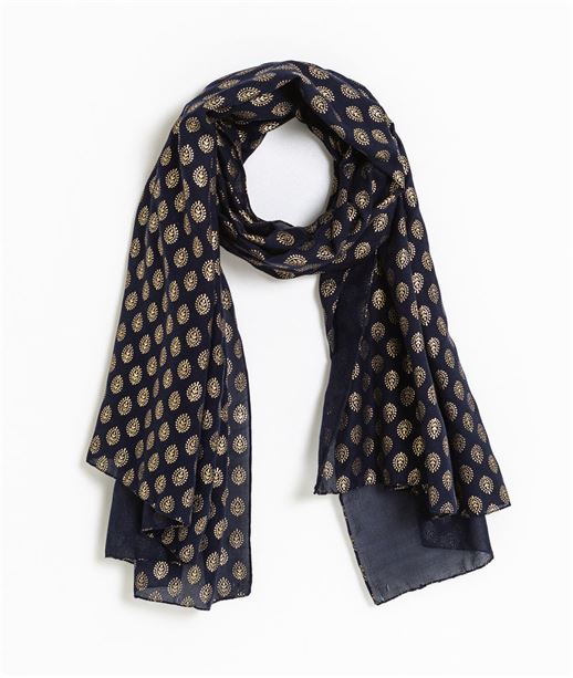 Foulard femme marine motifs dorés MARINE