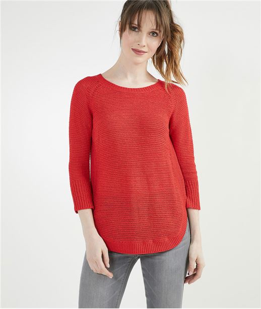 Pull femme couleur uni ROUGE