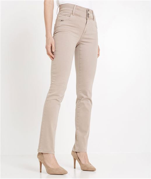 Pantalon femme droit taille haute BEIGE