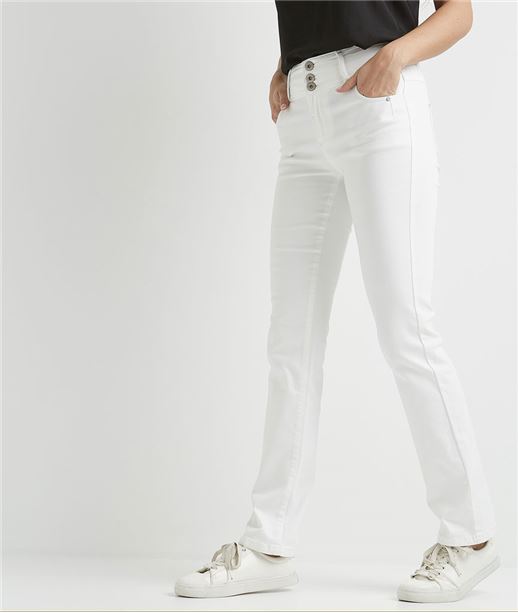 Pantalon femme droit taille haute BLANC OPTIQUE
