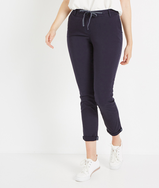 Pantalon chino avec ceinture MARINE
