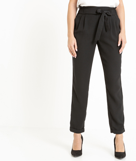 Pantalon fluide et ceinturé NOIR