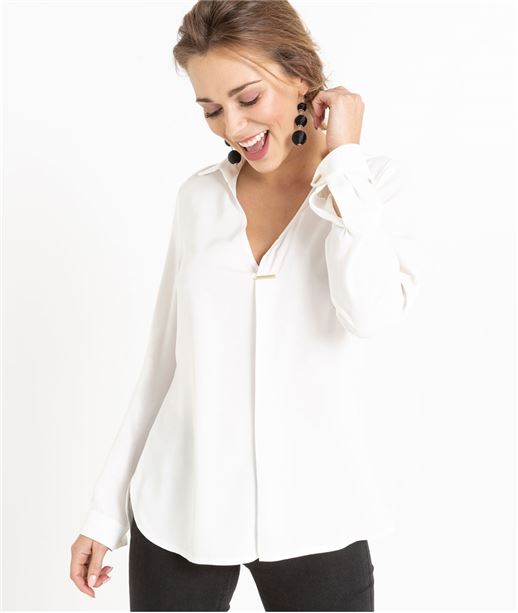Blouse femme écrue avec bijoux dorés ECRU