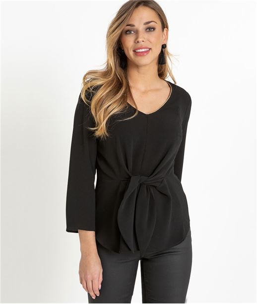 Blouse femme avec noeud NOIR