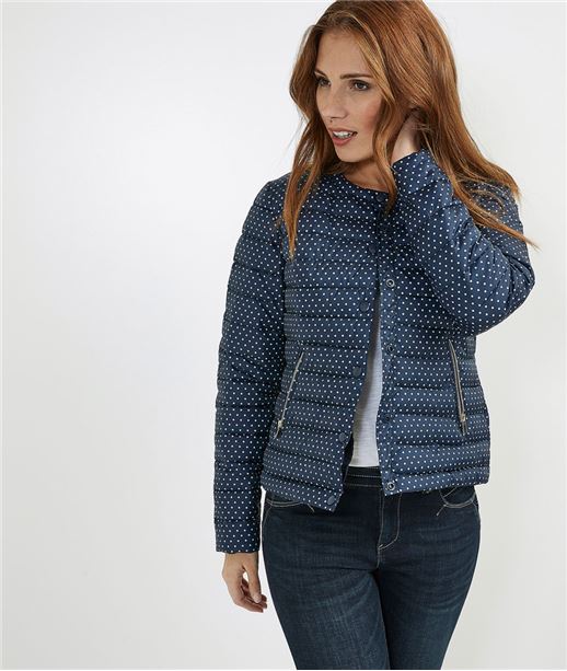Doudoune femme légère motif pois MARINE